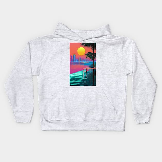 Miami Beach Popart Kids Hoodie by ShopSunday